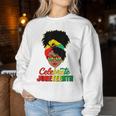 Junenth Black Messy Bun Celebrate 1865 Emancipation Women Sweatshirt Unique Gifts