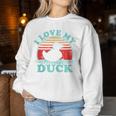I Love My Duck Vintage 80S Style Women Sweatshirt Unique Gifts