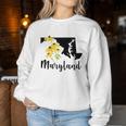 Maryland Floral Black-Eyed-Susan Handwritten State Inspired Women Sweatshirt Unique Gifts