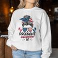 Messy Bun 4Th Of July Pregnant Patriotic Af American Flag Women Sweatshirt Unique Gifts