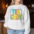 Neon Retro Teacher Cute Teacher Team New Teacher Back To Sch Women Sweatshirt Unique Gifts