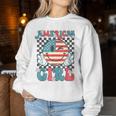 Retro American Girl 4Th Of July Smile Checkered Girls Women Sweatshirt Unique Gifts