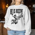 He Is Rizzin Basketball Retro Christian Religious Women Sweatshirt Unique Gifts