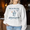 He Is Rizzin' Jesus Christian Religious Basketball Easter Women Sweatshirt Personalized Gifts