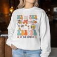He Or She Auntie To Bee Keeper Of The Gender Reveal Groovy Women Sweatshirt Unique Gifts