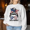 Shit Show Crew Member Amerian Flag Headband Messy Bun Women Sweatshirt Personalized Gifts