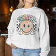 Verzweifelte Mama Kariert Groovy Smile Mama Life Muttertag Sweatshirt Frauen Lustige Geschenke