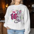 Youth Girls 10Th Birthday Outfit I'm 10 Years Old Cat Kitty Kitten Women Sweatshirt Funny Gifts