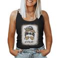 Bleached Titi Life Leopard Messy Bun Mother's Day Women Tank Top