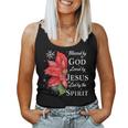 Blessed By God Loved By Jesus Christmas Poinsettia Women Tank Top