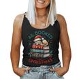 All Booked For Christmas Book Tree Cat Santa Teacher School Women Tank Top
