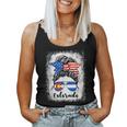 Colorado State Flag Sunglasses Mom Messy Bun Hair Girl Women Tank Top