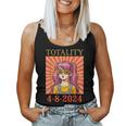Cute Girl & Solar Glasses Seeing Totality Solar Eclipse 2024 Women Tank Top