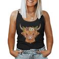 Cute Scottish Highland Cow Flower Head Cattle Calf Women Tank Top