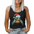 Cute Sea Turtle Christmas Santa Hat Xmas Pajama Women Tank Top