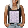 French Mauve Toile Chinoiserie With Flowers Leopards Women Tank Top