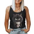 Angry Black Cat Drinking Coffee Loves Coffee Pet Women Tank Top