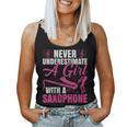 Girls Never Underestimate A Girl With A Saxophone Women Tank Top