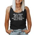 Hello Peace Joy Love Strength Hope Christian Motivation Women Tank Top