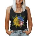 Hippie Hippies Peace Sunflower American Flag Hippy Women Tank Top