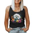 Lindo Perro Maltés Floral Deerano Camiseta sin mangas para mujer