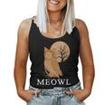 Meowl Cat Owl With Tree And Full Moon Women Tank Top