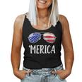 Merica Sunglasses 4Th Of July Usa American Flag Women Tank Top