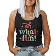 Oh What Fun Retro Christmas Groovy Xmas Holiday Matching Women Tank Top