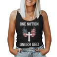 One Nation Under God American Flag Christian Cross Patriotic Women Tank Top