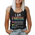 I Am Pansexual Lgbtqia Pride Rainbow Hearts Definition Short Sleeve Women Tank Top