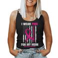 Pink Mom Breast Cancer Awareness American Flag Back Print Women Tank Top