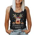 Preschool Team Plaid Reindeer Santa Hat Teacher Christmas Women Tank Top