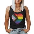 Progress Pride Flag Vintage Rainbow Heart Love Lgbt Pocket Women Tank Top