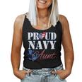 Proud Navy Aunt Usa Heart American Flag Women Women Tank Top