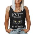 Respect My Authority Sarcastic Moody Cat Kitten Women Tank Top