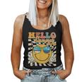 Retro Groovy Hello Summer Smile Face Hello Beach Vacation Women Tank Top