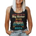 Retro Leveling Up To Big Sister Again 2024 Baby Announcement Women Tank Top