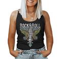 Rock Guitar Music Lover Vintage Guitarist Band Wings Skull Women Tank Top