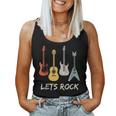 Lets Rock Rock N Roll Guitar Retro Sin Mangas Camiseta sin mangas para mujer