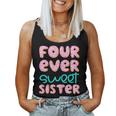 Sister 4Th Birthday Four Ever Sweet Donut Fourth Bday Women Tank Top