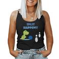 Split Happens Dino Trex T-Rex Bowling Bowler Fun Women Tank Top