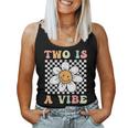 Two Is A Vibe Cute Groovy 2Nd Birthday Party Daisy Flower Women Tank Top