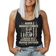 Never Underestimate Woman And A German Shepherd Usa Flag T-S Women Tank Top