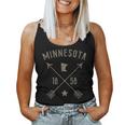 Vintage Minnesota Distressed Home State Map Boho Arrows Women Tank Top