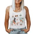 Calico Cat With Pot Plants Cat Lover For Mom Women Women Tank Top