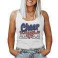 Cheer Mom Navy Orange Leopard Letters Cheer Pom Poms Women Tank Top