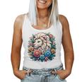 Floral Lion Head With Vintage Flowers Cartoon Animal Lover Women Tank Top
