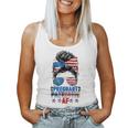 Messy Bun Pregnant Patriotic Af 4Th Of July Us Flag Women Women Tank Top