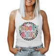 Retro Groovy Aunt Family Matching Birthday Party Checkered Women Tank Top