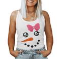 Snow Girl Snowman Face Carrot Nose Pink Bow Women Tank Top